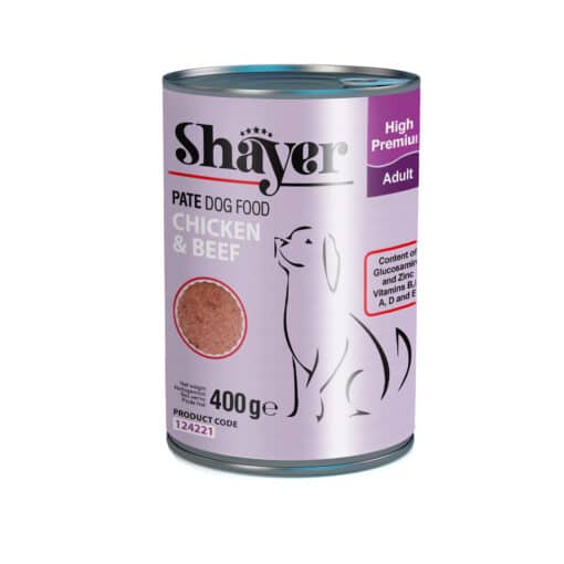 Shayer Dog Canned food Chicken and Beef Pate 400g 510x510 1